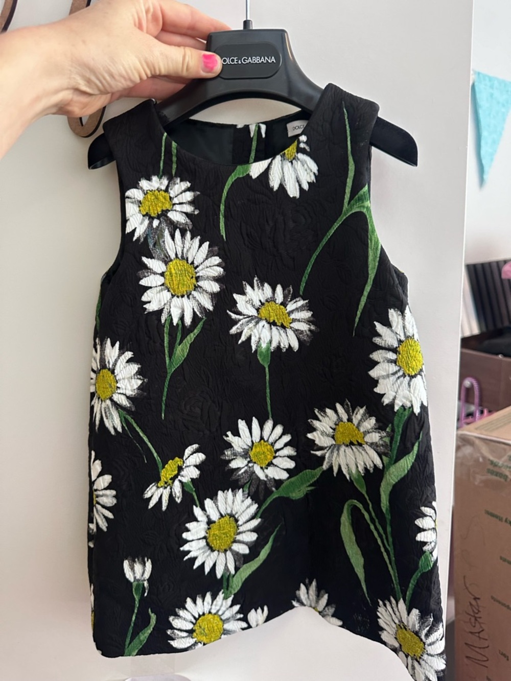 Dolce & Gabbana Black Floral-Trim Dress